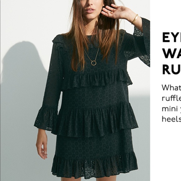 Madewell Dresses & Skirts - Madewell Black Eyelet Ruffle Dress